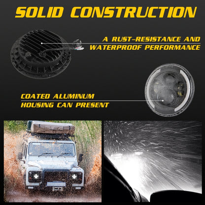 7 นิ้ว H4 / H13 DC 9V-30V 3000LM 3000K-6000K 25W รถทรงกลม LED ไฟหน้าสำหรับ Jeep Wrangler พร้อม Angel Eye, For Jeep Wrangler