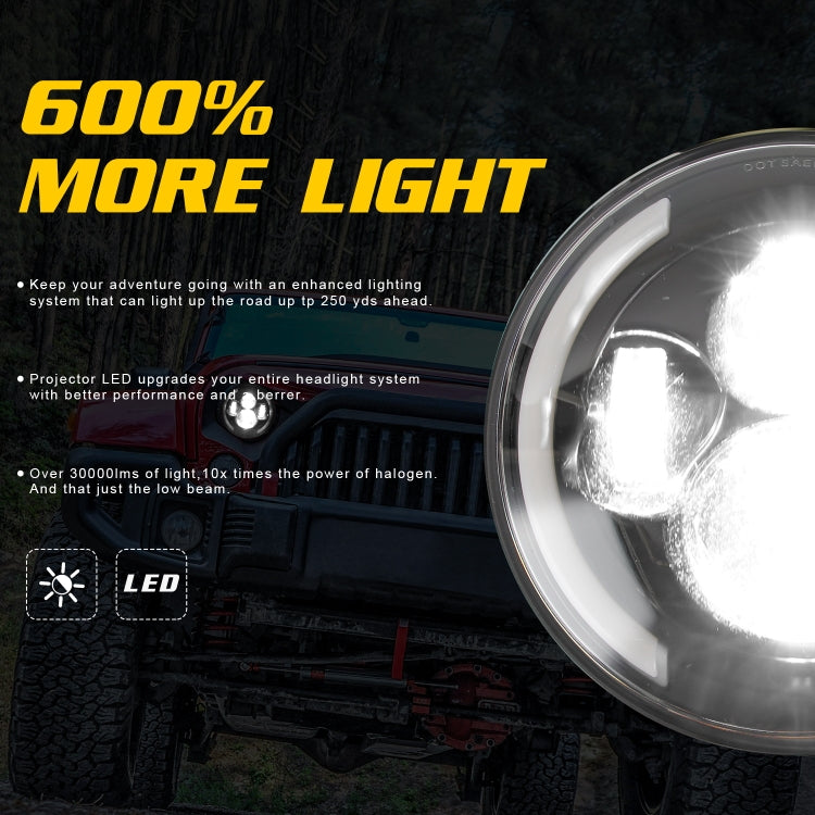 7 นิ้ว H4 / H13 DC 9V-30V 3000LM 3000K-6000K 25W รถทรงกลม LED ไฟหน้าสำหรับ Jeep Wrangler พร้อม Angel Eye, For Jeep Wrangler