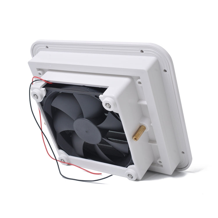 ช่องระบายอากาศสีขาว 12V พร้อมพัดลม RV รถพ่วงคาราวานปิดเสียงระบายอากาศด้านข้าง, A0672-01