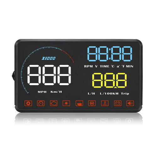 A9 5.5 นิ้ว Universal Car OBD2 HUD ติดตั้ง Head Up Display, A9(Blue)