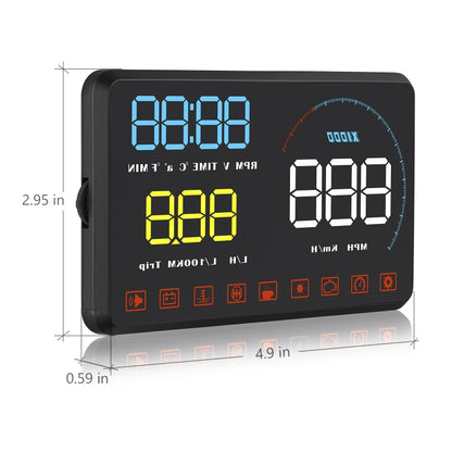 A9 5.5 นิ้ว Universal Car OBD2 HUD ติดตั้ง Head Up Display, A9(Blue)