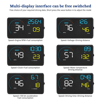 A9 5.5 นิ้ว Universal Car OBD2 HUD ติดตั้ง Head Up Display, A9(Blue)