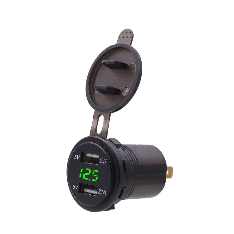 Universal Car Dual Port USB Charger Power Outlet Adapter 4.2A 5V IP66 พร้อม LED Digital Voltmeter + 60 ซม., 4.2A Voltmeter + 60cm Cable(Green Light), 4.2A Voltmeter + 60cm Cable(Red Light)