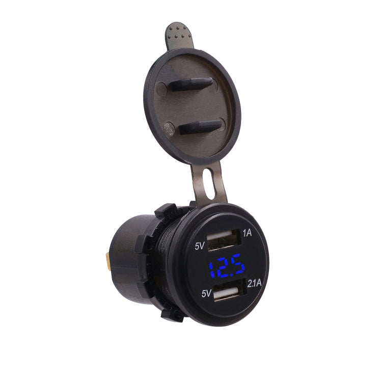 Universal Car Dual Port USB Charger Power Outlet Adapter 3.1A 5V IP66 พร้อม LED Digital Voltmeter + 60 ซม., 3.1A Voltmeter + 60cm Cable(Blue Light), 3.1A Voltmeter + 60cm Cable(Green Light), 3.1A Voltmeter + 60cm Cable(Red Light)