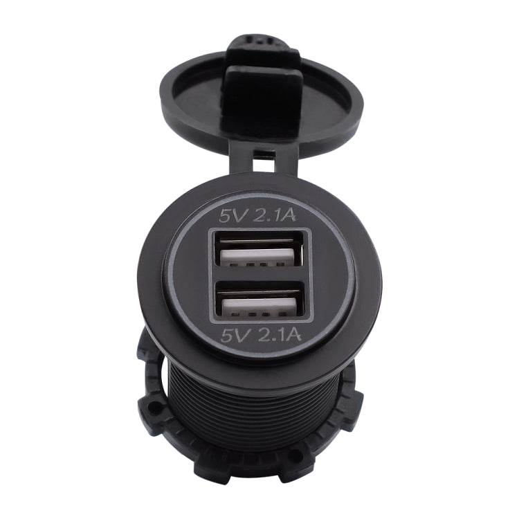 Universal Car Dual USB Charger Power Outlet Adapter 4.2A 5V IP66 พร้อมรูรับแสง + 60 ซม., 4.2A + 60cm Cable(Blue Light), 4.2A + 60cm Cable(Orange Light), 4.2A + 60cm Cable(Red Light)