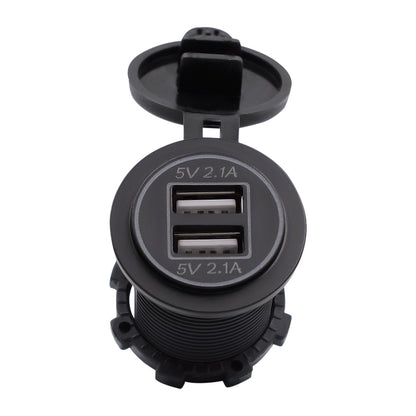 Universal Car Dual USB Charger Power Outlet Adapter 4.2A 5V IP66 พร้อมรูรับแสง + 60 ซม., 4.2A + 60cm Cable(Blue Light), 4.2A + 60cm Cable(Orange Light), 4.2A + 60cm Cable(Red Light)