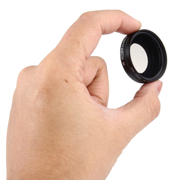 JUNESTAR สำหรับ Xiaomi Xiaoyi Yi II กล้องกีฬา 4K Proffesional ตัวกรอง CPL 37 มม. + หมวกป้องกันเลนส์, CPL Filter+Lens Cap