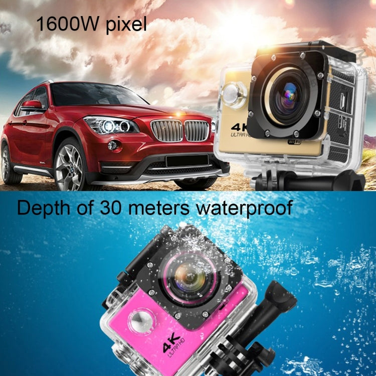 F60 2.0 นิ้วหน้าจอ 170 องศามุมกว้าง WiFi Sport Action กล้องกล้องวิดีโอพร้อมเคสกันน้ำรองรับการ์ด Micro SD 64GB, F60 (Yellow), F60 (White), F60 (Silver), F60 (Magenta), F60 (Blue), F60 (Gold), F60 (Black)