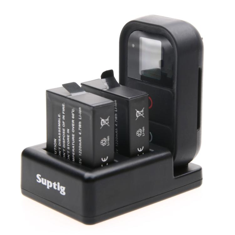 เครื่องชาร์จแบตเตอรี่คู่ + เครื่องชาร์จควบคุมระยะไกลพร้อมสาย USB สำหรับ GoPro HERO7 Black / 6/5 (AHDBT-501) ไม่รวมแบตเตอรี่, Battery+Remote Control Charger