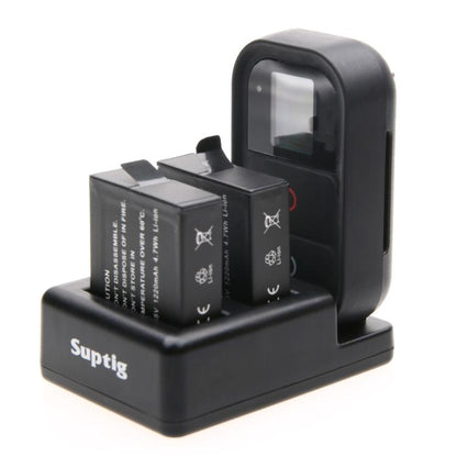 เครื่องชาร์จแบตเตอรี่คู่ + เครื่องชาร์จควบคุมระยะไกลพร้อมสาย USB สำหรับ GoPro HERO7 Black / 6/5 (AHDBT-501) ไม่รวมแบตเตอรี่, Battery+Remote Control Charger