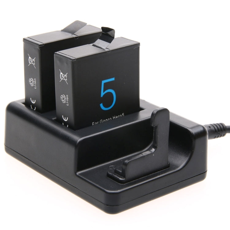 เครื่องชาร์จแบตเตอรี่คู่ + เครื่องชาร์จควบคุมระยะไกลพร้อมสาย USB สำหรับ GoPro HERO7 Black / 6/5 (AHDBT-501) ไม่รวมแบตเตอรี่, Battery+Remote Control Charger