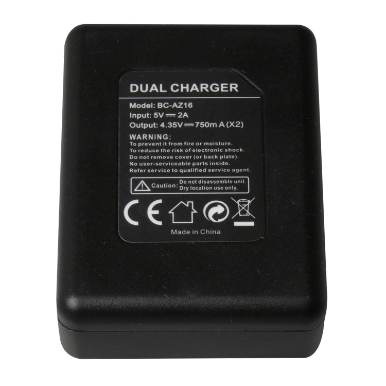BC-AZ16 กล้องดิจิตอล USB เครื่องชาร์จแบตเตอรี่คู่สำหรับ Xiaomi Xiaoyi II 4K, For Xiaomi Xiaoyi II 4K