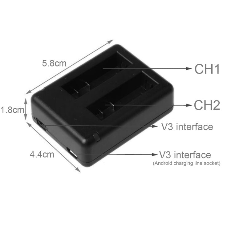 BC-AZ16 กล้องดิจิตอล USB เครื่องชาร์จแบตเตอรี่คู่สำหรับ Xiaomi Xiaoyi II 4K, For Xiaomi Xiaoyi II 4K