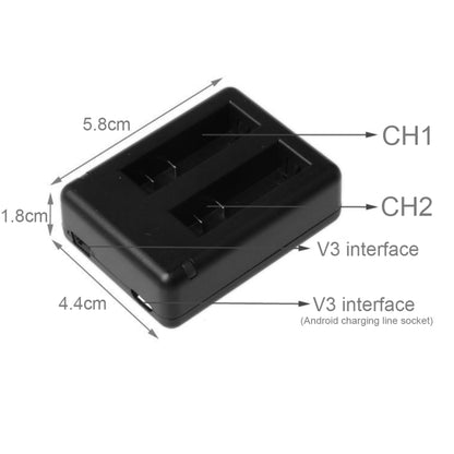 BC-AZ16 กล้องดิจิตอล USB เครื่องชาร์จแบตเตอรี่คู่สำหรับ Xiaomi Xiaoyi II 4K, For Xiaomi Xiaoyi II 4K