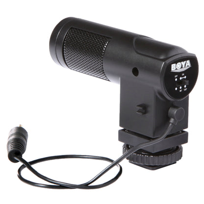BOYA BY-V01 สเตอริโอ X/Y คอนเดนเซอร์ไมโครโฟนพร้อม Shock Mount Cold-Shoe Mount & กระจกสำหรับสมาร์ทโฟน, กล้อง DSLR และกล้องวิดีโอ, BY-V01