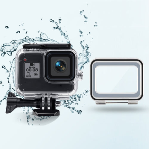 เคสกันน้ำ 45 ม. + ฝาครอบด้านหลังแบบสัมผัสสำหรับ GoPro HERO8 Black, Case + Touch Cover for GoPro8