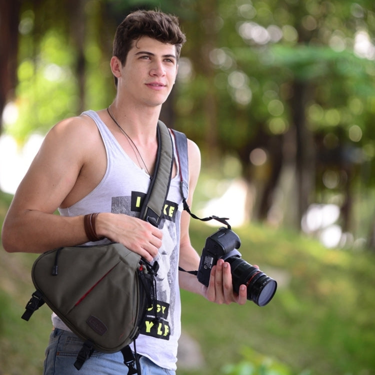 CADEN สามเหลี่ยมรูปร่าง Tscope สลิงไหล่ข้ามกระเป๋ากล้องดิจิตอล เคส กระเป๋านุ่มพร้อมฝาครอบฝนสำหรับ Canon Nikon Sony K1, ขนาด: 36 * 31 * 15 ซม.