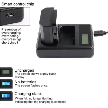 เครื่องชาร์จแบตเตอรี่จอแสดงผล LCD แบบ Dual Channel พร้อมพอร์ต USB สำหรับแบตเตอรี่ Sony NP-FZ100 เข้ากันได้กับ Sony A9 (ILCE-9), Dual NP-FZ100 Battery