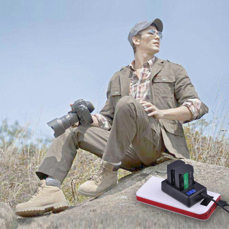 เครื่องชาร์จแบตเตอรี่จอแสดงผล LCD แบบ Dual Channel พร้อมพอร์ต USB สำหรับแบตเตอรี่ Sony NP-FZ100 เข้ากันได้กับ Sony A9 (ILCE-9), Dual NP-FZ100 Battery
