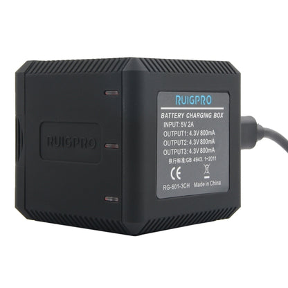 RUIGPRO USB Triple แบตเตอรี่ กล่องชาร์จที่อยู่อาศัยพร้อมสาย USB และไฟแสดงสถานะ LED สำหรับ GoPro HERO6 / 5