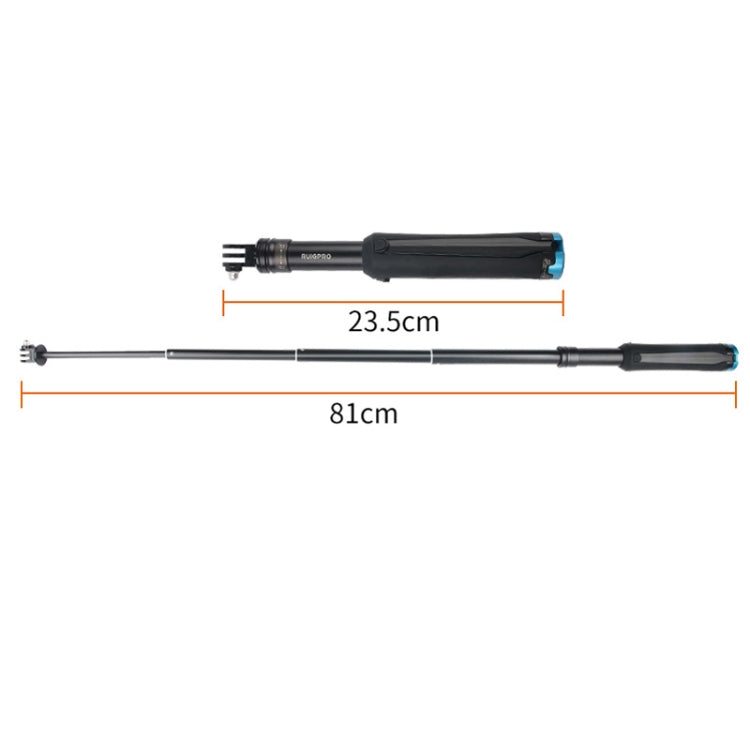 แบบพกพาที่วางขาตั้งกล้องแบบพับได้เซลฟี่ Monopod Stick สำหรับ GoPro Hero11 สีดำ / HERO10 สีดำ / HERO9 สีดำ / HERO8 / HERO7 / 6/5/5 เซสชัน / 4 เซสชัน / 4/3 + / 3/2/1, Insta360 ONE R, DJI Osmo Actionและกล้องแอคชั่นอื่นๆ ความยาว: 23.5-81 ซม, RUIGPRO