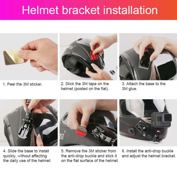 หมวกกันน็อคขี่จักรยานกาว Multi-Joint Arm ชุดติดตั้งคงที่พร้อม J-Hook Buckle Mount และสกรูสำหรับ DJI Osmo Action, GoPro HERO10 Black / 9 Black / HERO8 Black / 7/6/5/5 เซสชัน / 4 เซสชัน / 4 /3+ /3/2/1, Xiaoyi และกล้องแอคชั่นอื่นๆ, Cycling Helmet Kit