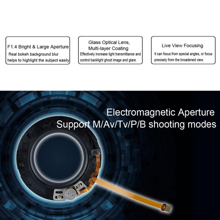 YONGNUO YN50MM F1.4C F1.4 เลนส์โฟกัสอัตโนมัติขนาดใหญ่เลนส์สำหรับ Canon, YN50mm F1.4C