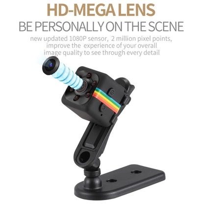 SQ11 Mini DV HD 1080P กล้องบันทึกกีฬา 2MP พร้อมตัวยึดรองรับการตรวจจับจอภาพและ IR Night Vision และการ์ด TF, SQ11 6 LEDs Black