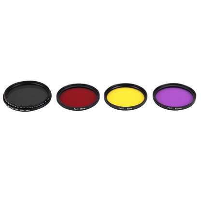 JUNESTAR 4 in 1 Proffesional 52mm ฟิลเตอร์เลนส์ (ND2-400 + แดง + เหลือง + FLD / สีม่วง) สำหรับ GoPro HERO5 / 4s / 4 / 3+ / 3/2 และ Xiaomi Xiaoyi Yi I / II 4K และกล้องถ่ายภาพกีฬา SJCAM, 4 in 1 52mm Lens