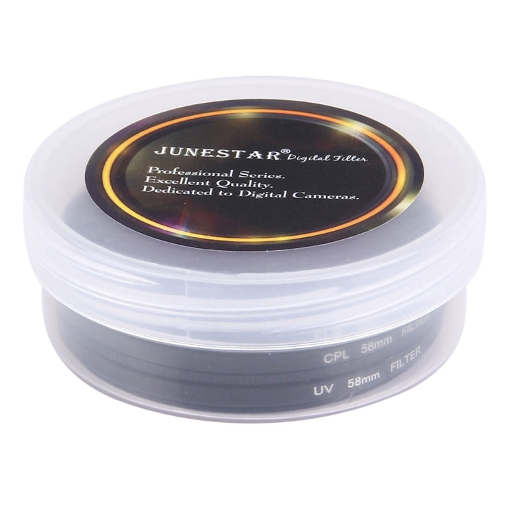 JUNESTAR 3 in 1 Proffesional 58 มม. ฟิลเตอร์เลนส์ (CPL + UV + FLD / สีม่วง) สำหรับ GoPro และ Xiaomi Xiaoyi Yi Sport Action Camera, 3 in 1