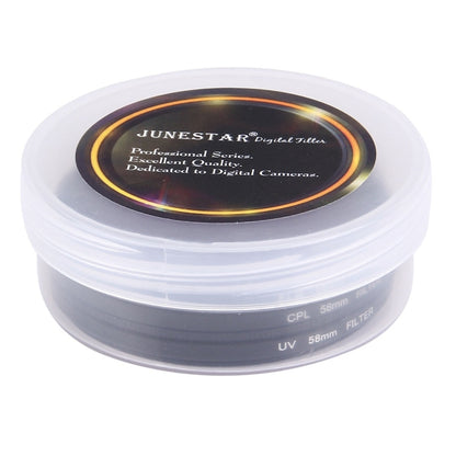 JUNESTAR 3 in 1 Proffesional 58 มม. ฟิลเตอร์เลนส์ (CPL + UV + FLD / สีม่วง) สำหรับ GoPro และ Xiaomi Xiaoyi Yi Sport Action Camera, 3 in 1