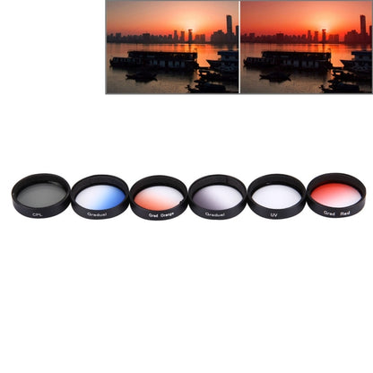 JUNESTAR 6 in 1 Professional 34 มม. ฟิลเตอร์เลนส์ (CPL + UV + Gradual Red + Gradual Orange + Gradual Blue + Gradual Grey) สำหรับ DJI Phantom 3 & 4