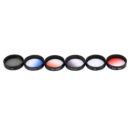 JUNESTAR 6 in 1 Professional 34 มม. ฟิลเตอร์เลนส์ (CPL + UV + Gradual Red + Gradual Orange + Gradual Blue + Gradual Grey) สำหรับ DJI Phantom 3 & 4