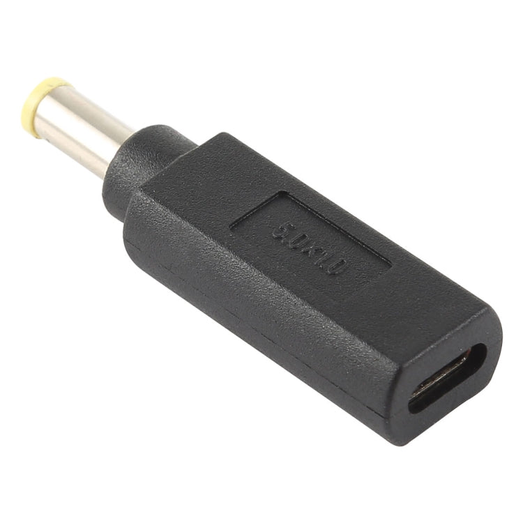 USB-C / Type-C ตัวเมียถึง 5.0 x 1.0 มม. ปลั๊กอะแดปเตอร์ตัวผู้ เชื่อมต่อ สำหรับโน้ตบุ๊ก Samsung, 5.0 x 1.0mm