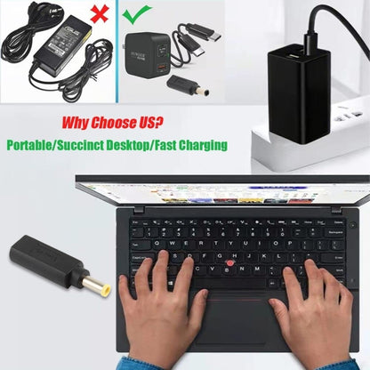 USB-C / Type-C ตัวเมียถึง 5.0 x 1.0 มม. ปลั๊กอะแดปเตอร์ตัวผู้ เชื่อมต่อ สำหรับโน้ตบุ๊ก Samsung, 5.0 x 1.0mm