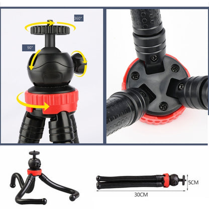 MZ305 Mini Octopus ที่ยึดขาตั้งกล้องแบบยืดหยุ่นพร้อมหัวบอลสำหรับกล้อง SLR, GoPro HERO10 Black / HERO9 Black / HERO8 Black / 7/6/5/5 เซสชัน / 4 เซสชัน / 4/3+ / 3/2/1, DJI Osmo Action,Xiaoyi และกล้องแอคชั่นอื่นๆ โทรศัพท์มือถือ ขนาด:30ซม.x5ซม, MZ305