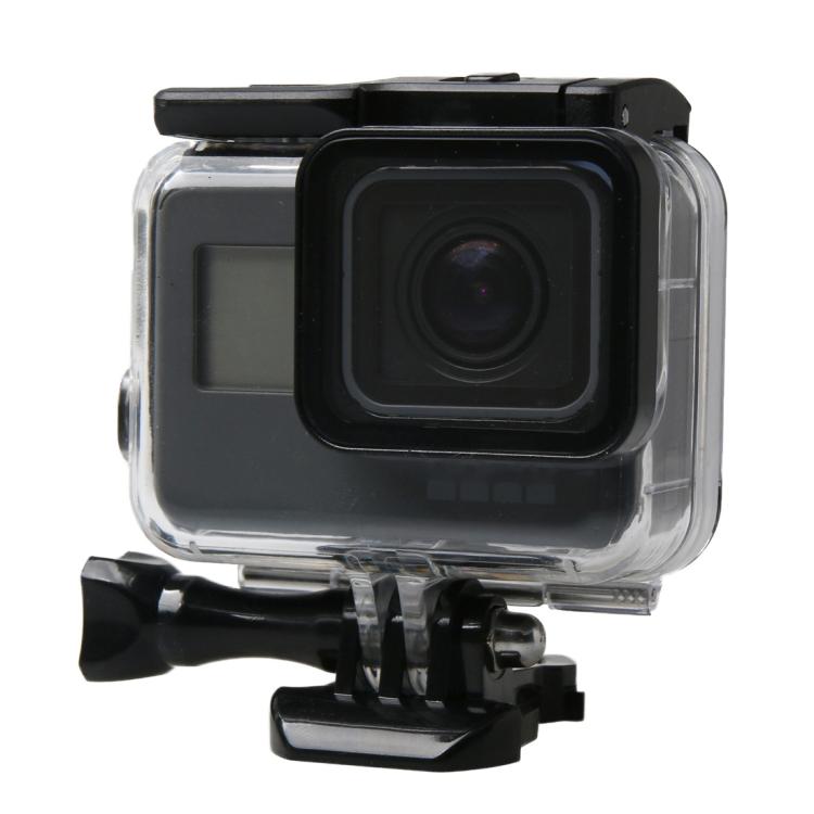 สำหรับ GoPro HERO6 / 5 สีดำ 60 เมตรใต้น้ำกันน้ำที่อยู่อาศัยกรณีดำน้ำที่มีหน้าจอสัมผัสประตูหลังและตัวกรอง / หัวเข็มขัดพื้นฐานเมาและสกรูไม่จำเป็นต้องถอดเลนส์, 60m Waterproof