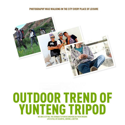YUNTENG VCT-5208RM อลูมิเนียมแมกนีเซียมอัลลอยด์ขาขาตั้งกล้องพร้อมรีโมท Bluetooth และหัวขาตั้งกล้องและที่หนีบโทรศัพท์สำหรับกล้อง SLR และสมาร์ทโฟนความสูง: 125 ซม., VCT-5208