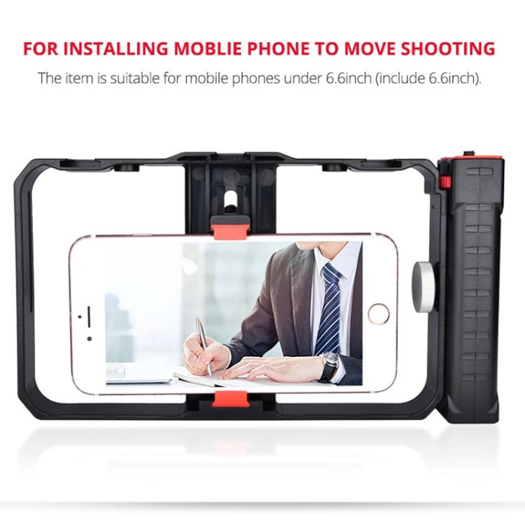 YELANGU YLG0901B Vlogging ถ่ายทอดสดสมาร์ทโฟนกรงพลาสติกแท่นขุดเจาะวิดีโอการสร้างภาพยนตร์บันทึกด้ามจับโคลงสำหรับ iPhone, Galaxy, Huawei, Xiaomi, HTC, LG, Google และสมาร์ทโฟนอื่น ๆ, YLG0901B