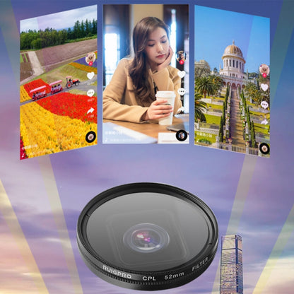 RUIGPRO สำหรับ GoPro HERO 7/6/5 Professional 52 มม. 10X ฟิลเตอร์เลนส์ระยะใกล้พร้อมแหวนอะแดปเตอร์ฟิลเตอร์และฝาปิดเลนส์, 10X Close-up Lens