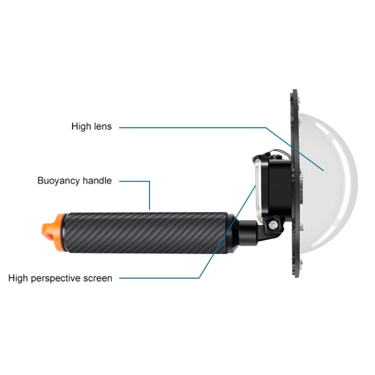 RUIGPRO Floating Hand Grip Dome Port ดำน้ำใต้น้ำ กล้อง เลนส์ ฝาครอบโปร่งใสสำหรับ DJI Osmo Action, Osmo Action