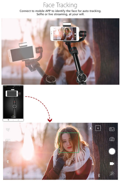 AFI V5 Smooth 3-Axis Handheld อลูมิเนียมโคลงกิมบอลไร้แปรงถ่านพร้อมขาตั้งกล้องและเติมแสงสำหรับสมาร์ทโฟนภายใน 6 นิ้วรองรับการติดตามใบหน้า