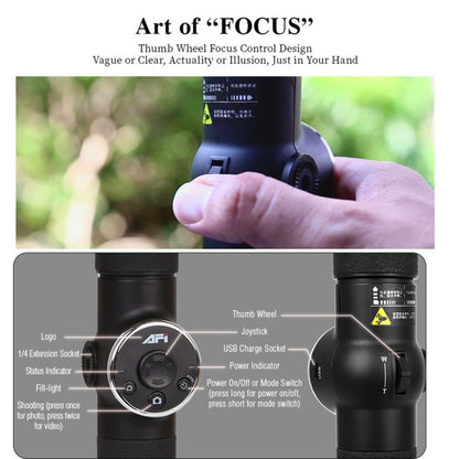 AFI V5 Smooth 3-Axis Handheld อลูมิเนียมโคลงกิมบอลไร้แปรงถ่านพร้อมขาตั้งกล้องและเติมแสงสำหรับสมาร์ทโฟนภายใน 6 นิ้วรองรับการติดตามใบหน้า