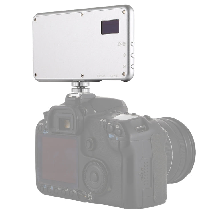 LED011S Pocket 180 LEDs Professional Vlogging การถ่ายภาพวิดีโอและสตูดิโอถ่ายภาพพร้อมจอแสดงผล OLED และอะแดปเตอร์รองเท้าเย็นสำหรับกล้อง Canon / Nikon DSLR, 180 LED