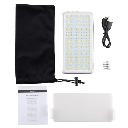 LED011S Pocket 180 LEDs Professional Vlogging การถ่ายภาพวิดีโอและสตูดิโอถ่ายภาพพร้อมจอแสดงผล OLED และอะแดปเตอร์รองเท้าเย็นสำหรับกล้อง Canon / Nikon DSLR, 180 LED