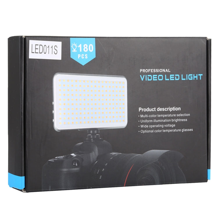 LED011S Pocket 180 LEDs Professional Vlogging การถ่ายภาพวิดีโอและสตูดิโอถ่ายภาพพร้อมจอแสดงผล OLED และอะแดปเตอร์รองเท้าเย็นสำหรับกล้อง Canon / Nikon DSLR, 180 LED