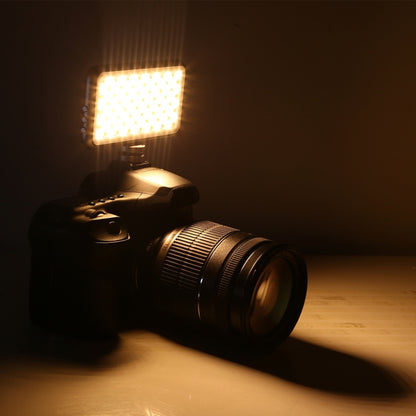 LED-013 Pocket 112 LEDs Professional Vlogging การถ่ายภาพวิดีโอและสตูดิโอถ่ายภาพพร้อมจอแสดงผล OLED และอะแดปเตอร์รองเท้าเย็นสำหรับกล้อง Canon / Nikon DSLR, 112 LED
