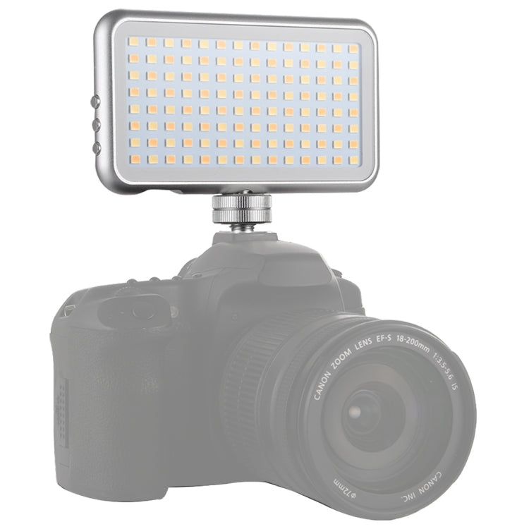 LED-013 Pocket 112 LEDs Professional Vlogging การถ่ายภาพวิดีโอและสตูดิโอถ่ายภาพพร้อมจอแสดงผล OLED และอะแดปเตอร์รองเท้าเย็นสำหรับกล้อง Canon / Nikon DSLR, 112 LED