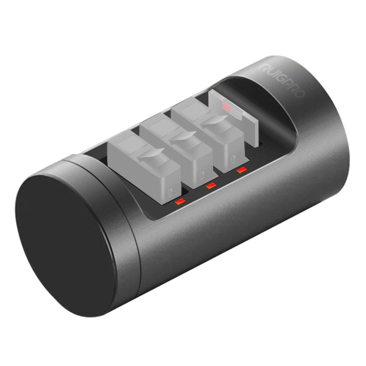 RUIGPRO สำหรับ GoPro HERO8 สีดำ/7/6/5 3 ช่องเครื่องชาร์จแบตเตอรี่เครื่องชาร์จแบตเตอรี่ไร้สายพร้อมไฟแสดงสถานะ LED