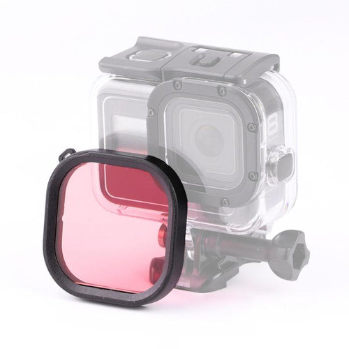 ตัวกรองเลนส์สีดำน้ำที่อยู่อาศัยสี่เหลี่ยมสำหรับ GoPro HERO8 สีดำที่อยู่อาศัยกันน้ำดั้งเดิม, Pink, Purple, Red